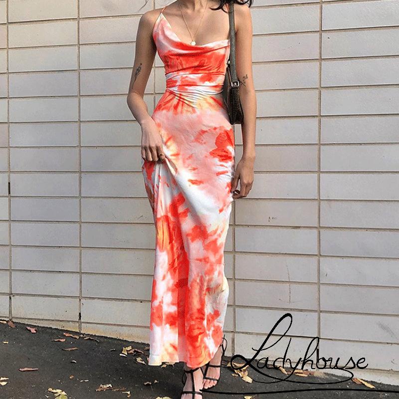 Ld-đầm Nữ Cổ Thuyền Không Tay Nhuộm Màu Cam Gợi Cảm Size S/M/ L/ XL/ XXL