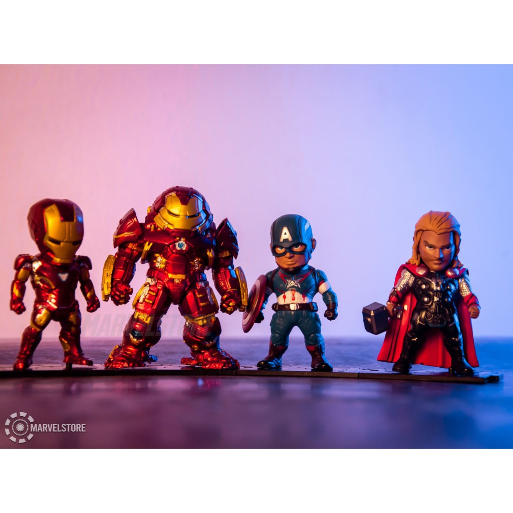 Set chibi Avengers mô hình Marvel gồm Iron man, HUlkbuster, Captain, Thor