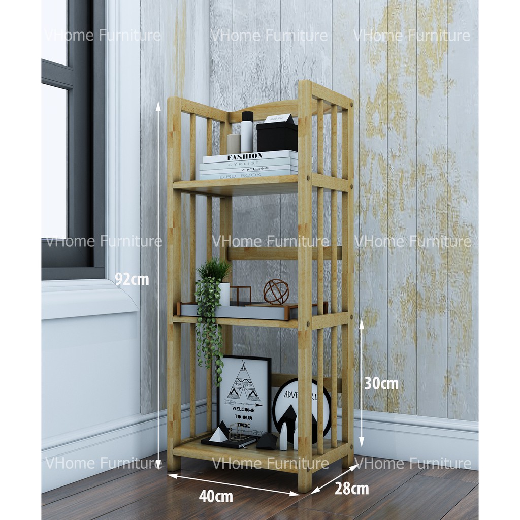 KỆ SÁCH, KỆ ĐA NĂNG GỖ TỰ NHIÊN 3 TẦNG NGANG 42 CM - VHOME FURNITURE