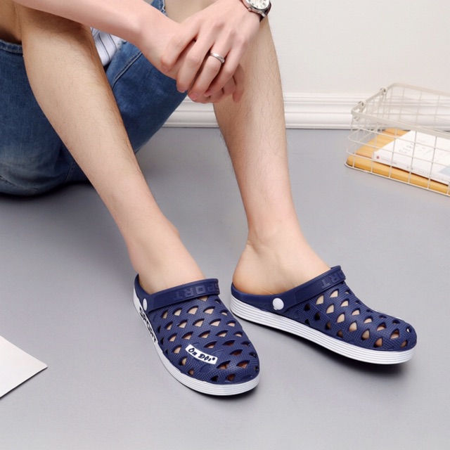 Giày Sandal Nam Dép Quai Hậu Bít Đầu PVC Dẻo Siêu Êm Chống Thấm Nước Size 40-44 - Lucky Girl shop