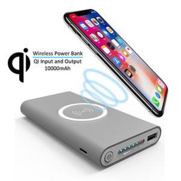 [MUA 1 ĐƯỢC 2] Pin sạc dự phòng không dây QI 10000 Mah tích hợp sạc không dây TẶNG KÈM tai nghe bluetooth I10 Max