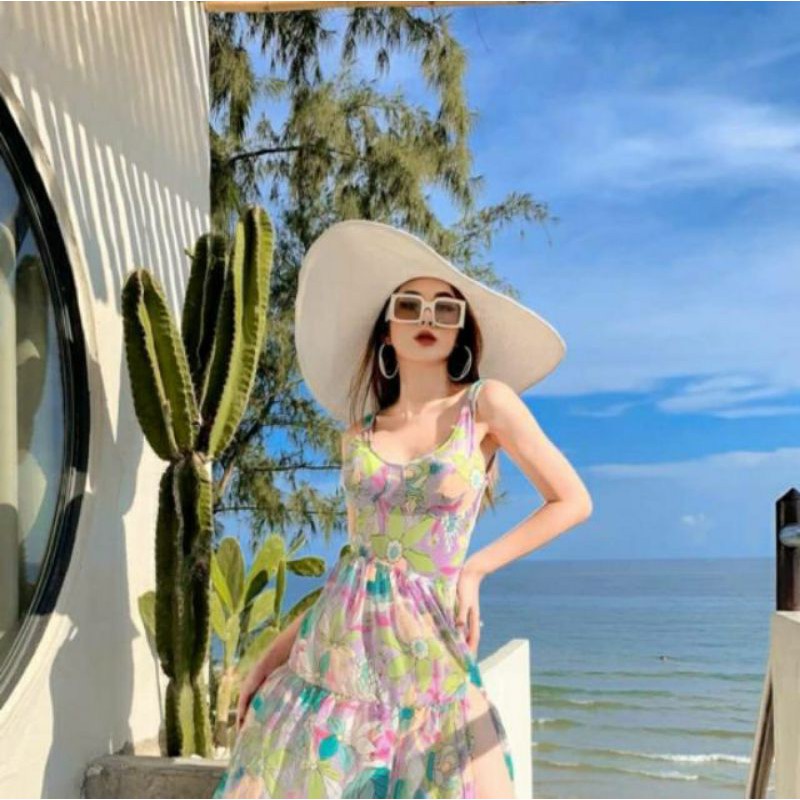 Mũ cói đi biển vành siêu rộng nhiều màu siêu hot.