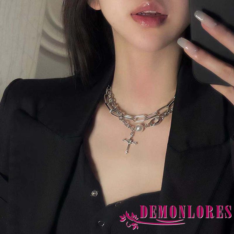 Vòng cổ hợp kim mặt hình thánh giá đính đá phong cách sang trọng cho nữ