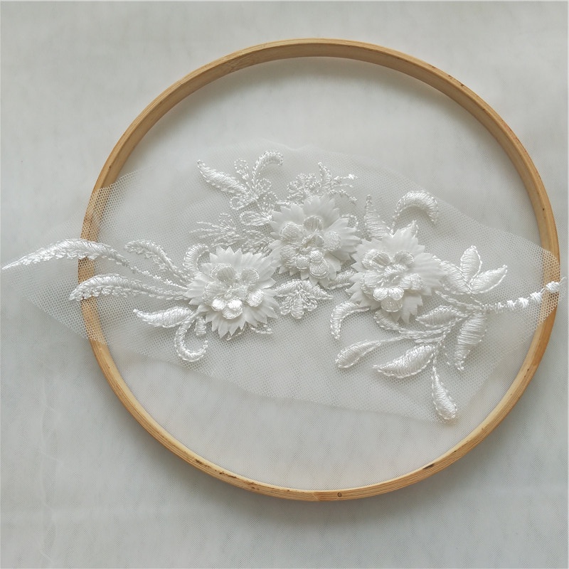 Miếng Vải Ren Thêu Hoa Ba Chiều Nhiều Màu Dùng May Quần Áo diy