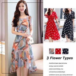 Đầm In Họa Tiết Chấm Bi Thiết Kế Bất Đối Xứng Thoáng Khí Thời Trang Pháp Xinh Xắn Cho Nữ
