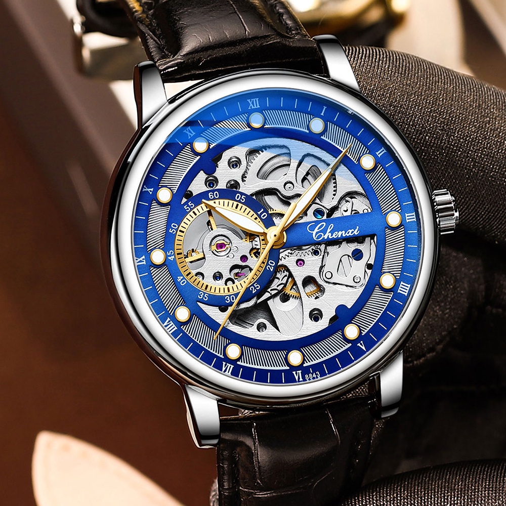 Đồng Hồ Cơ Tự Động Chexi Chống Thấm Nước Dây Da Cho Nam