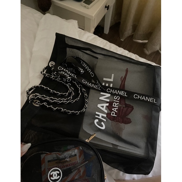 Túi lưới Chanel vip gift ( Hàng thật tự chụp 100%)