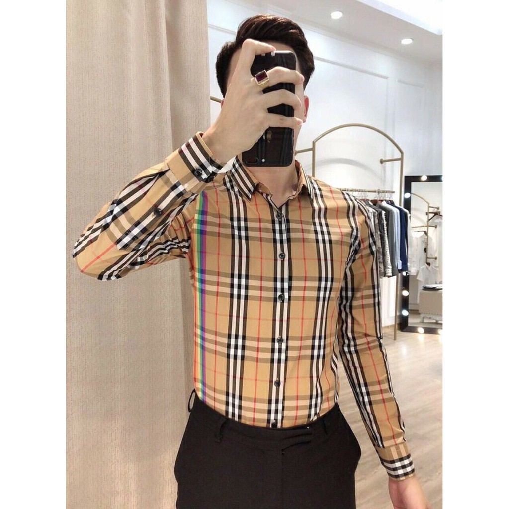 Áo sơ mi nam dài tay áo kiểu hàn quốc F8888 Kẻ BBR6689