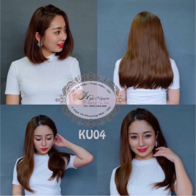 Kẹp tóc giả u thẳng cúp ❤️freeship50k❤️ tóc chữ u ôm 3/4 đầu ngắn