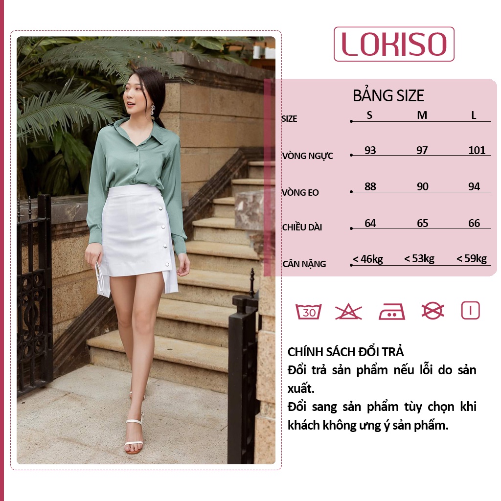 Áo sơ mi nữ công sở tay dài lụa form suông bigsize LOKISO SM02
