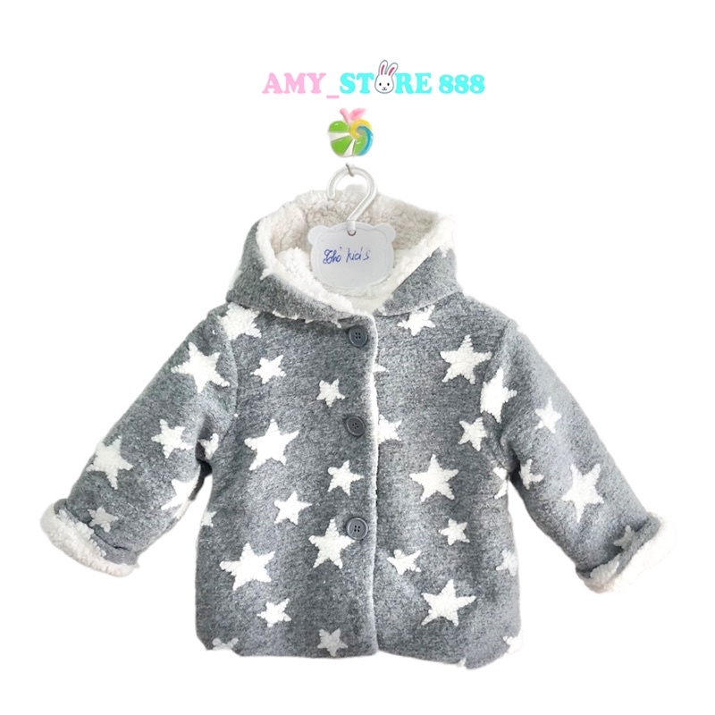 Áo khoác nỉ lót lông bé trai bé gái dày ấm-Amystores