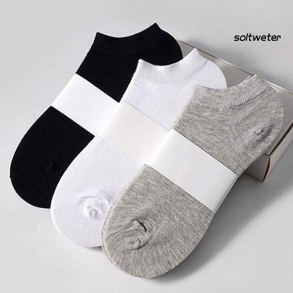 Set 5 Đôi Vớ Cotton Màu Trơn Thoáng Khí Thời Trang Cho Nam