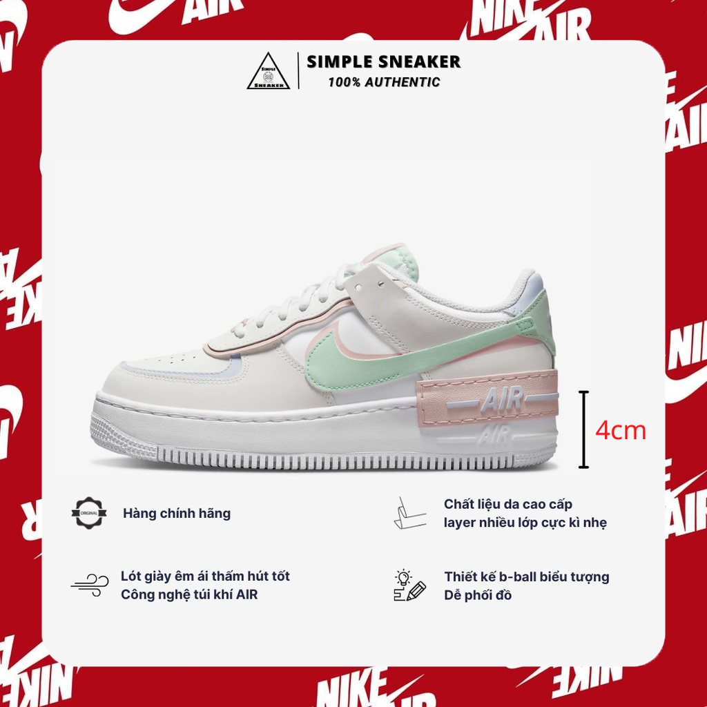 Giày Nike AF1 Shadow 🔴CHÍNH HÃNG🔴 Nike Air Force 1 Shadow Atmosphere Mint Giày Thể Thao Nữ  - Simple Sneaker