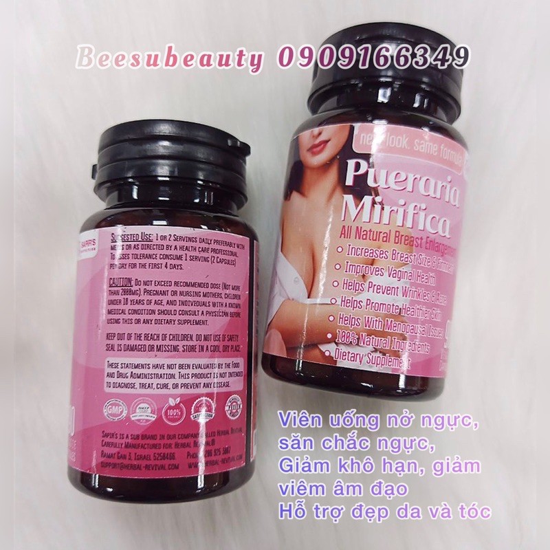 Pueraria Mirifica 2000mg Viên uống nở ngực, hỗ trợ đẹp da, tóc 90viên