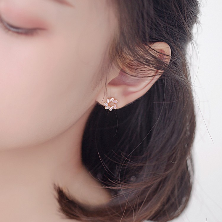 Bông Tai Mạ Bạc 925 Đính Đá Thạch Anh Tím Thời Trang Cho Nữ