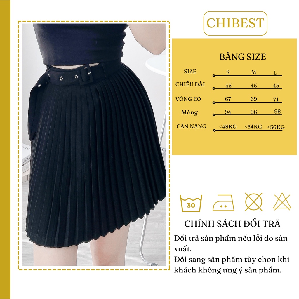 Chân váy ngắn xếp ly kèm đai CHIBEST (𝐘𝐕𝐁𝟖𝟒)