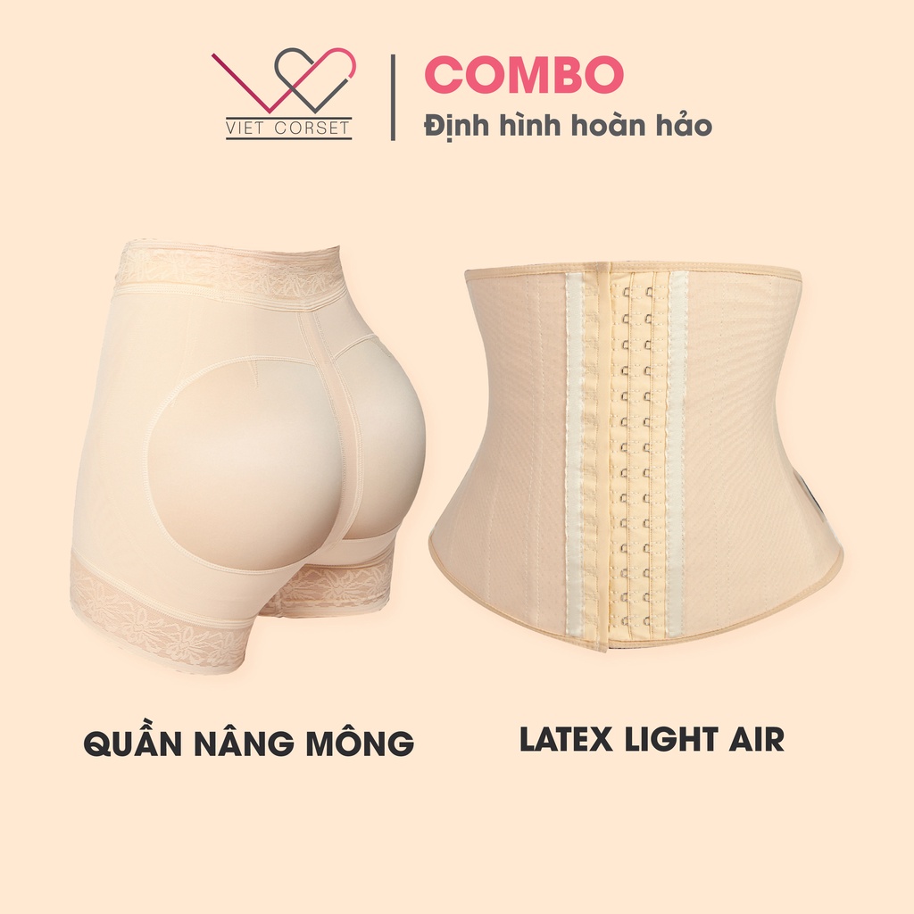 [SALE COMBO] Định Hình Giảm Eo & Nâng Mông VietCorset [Latex Slim Light Air - Quần Nâng Môn]-Hỗ trợ đổi trả trong 7 ngày