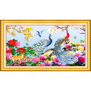 Tranh thêu chữ thập 3D Đắc lộc toàn gia 100*50cm LV3328 - tự thêu