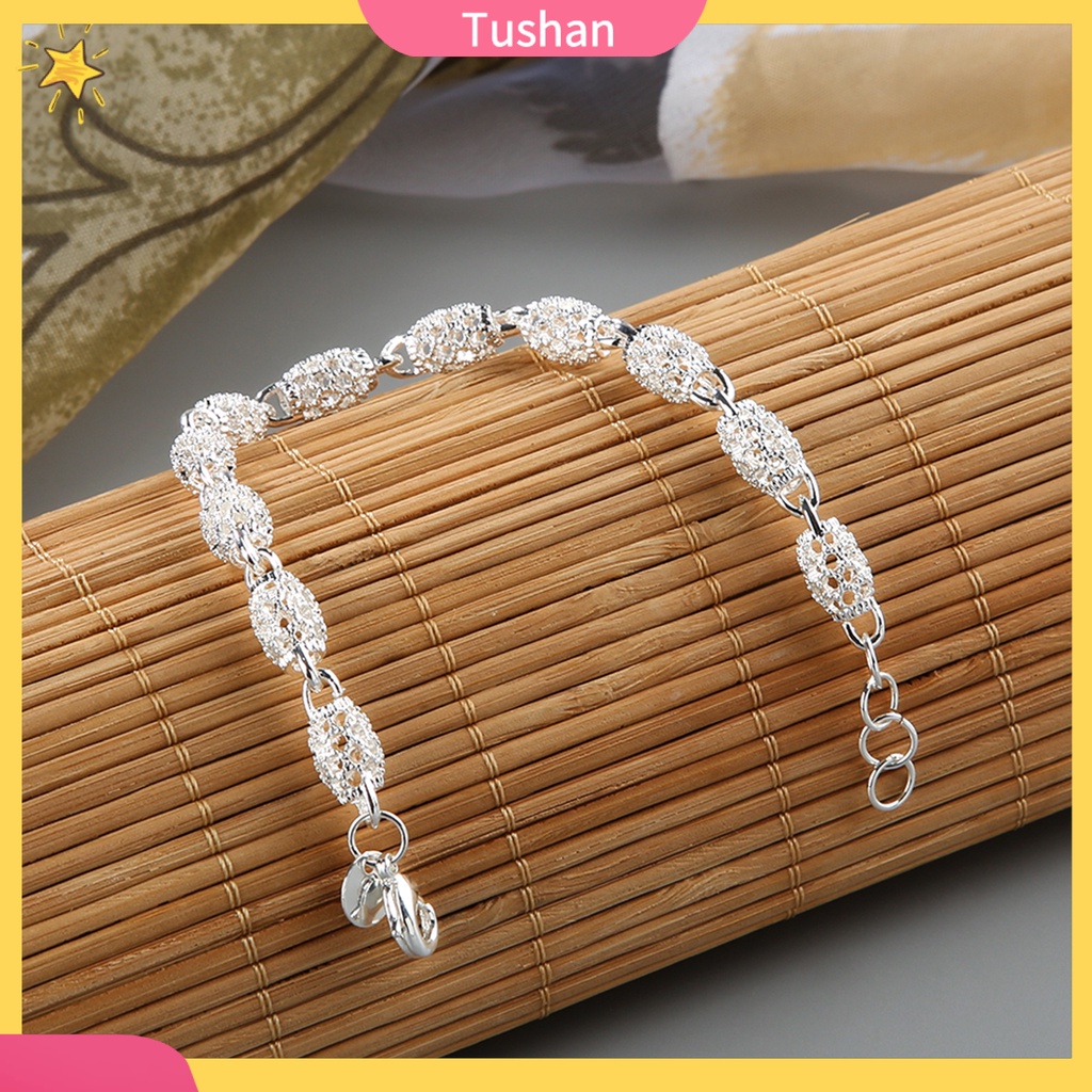 Vòng tay mạ bạc 925 dạng dây xích đính đá xinh xắn