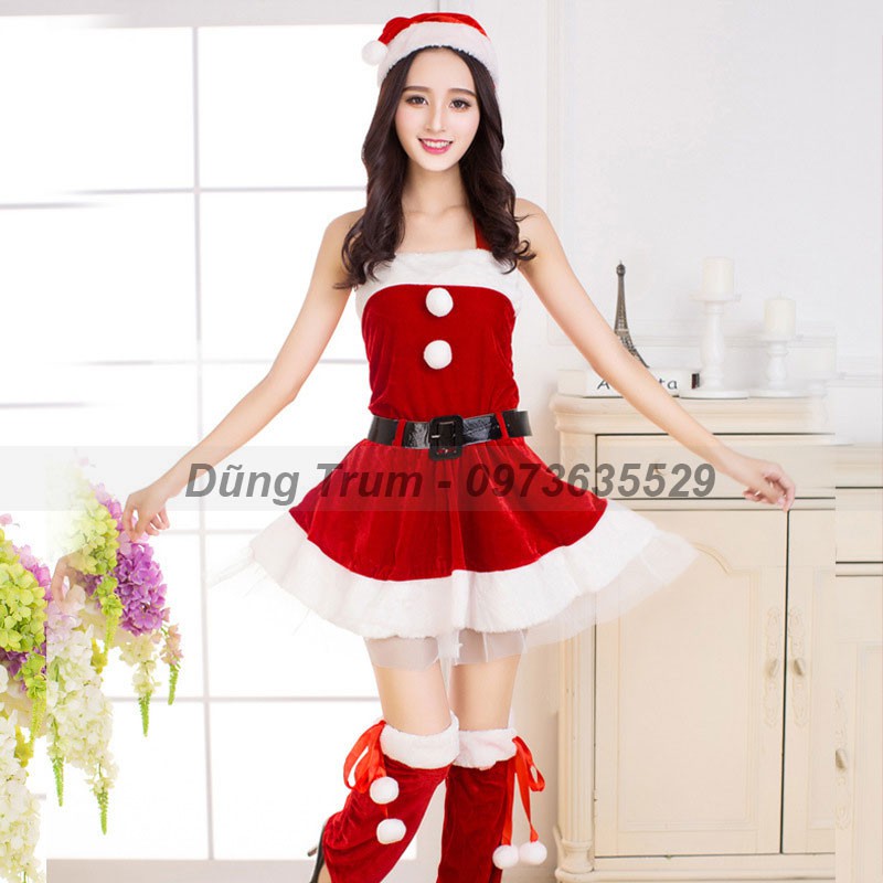 Váy Noel nữ hóa trang Noel chuẩn chất liệu nhung cực đẹp DT32