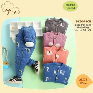Quần áo trẻ em mùa đông💖FREESHIP💖  Bộ body cotton trần bông khoét đũng họa tiết đáng yêu cho bé  0-1 tuổi