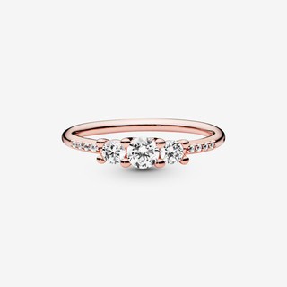 Clear Three-Stone Ring Zircon Ring