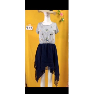 đầm Thun phối chân váy voan vạt mullet size S/M. S533