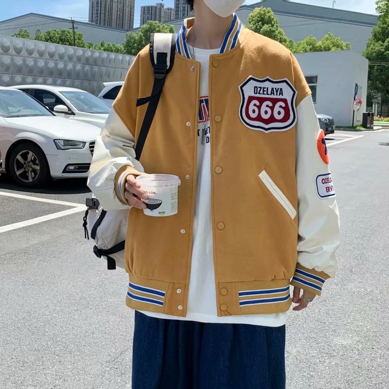 Áo khoác bóng chày tay dài phong cách hip hop Hàn Quốc sành điệu cho nam