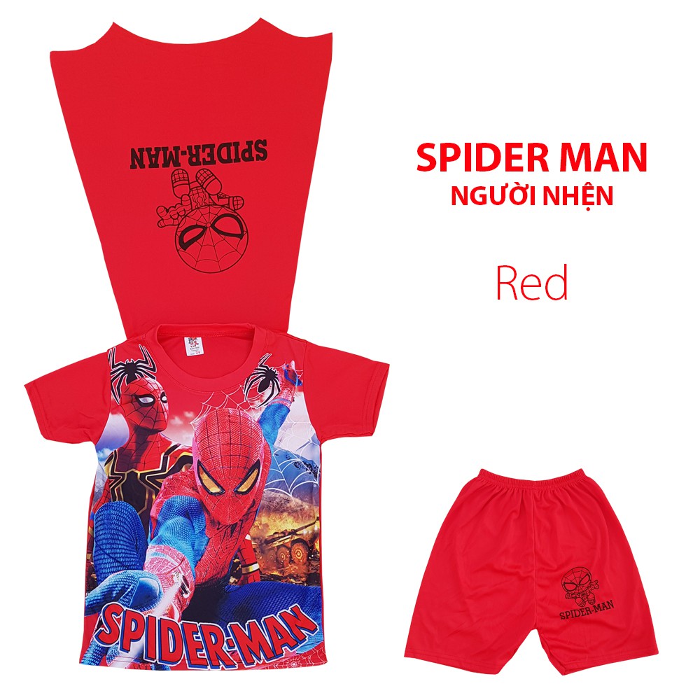 Đồ bộ Spider Man mặc nhà có tà áo siêu nhân tay ngắn quần ngắn size 18-25kg