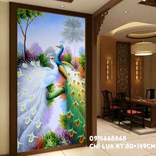 Tranh thêu chữ thập phu thê viên mãn Chỉ Lụa kt 80*149cm