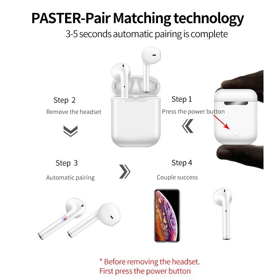 Tai nghe bluetooth không dây có mic i12 có hộp sạc màu macaron inpods 13 nút cảm ứng | BigBuy360 - bigbuy360.vn