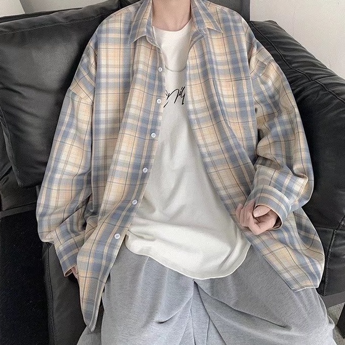 Áo Sơ Mi Sọc Caro Tay Dài Thời Trang Dành Cho Nam áo thun from rộng sơ mi nam dài tay áo sơ mi nam đẹp áo sơ mi nam cao cấp áo flannel