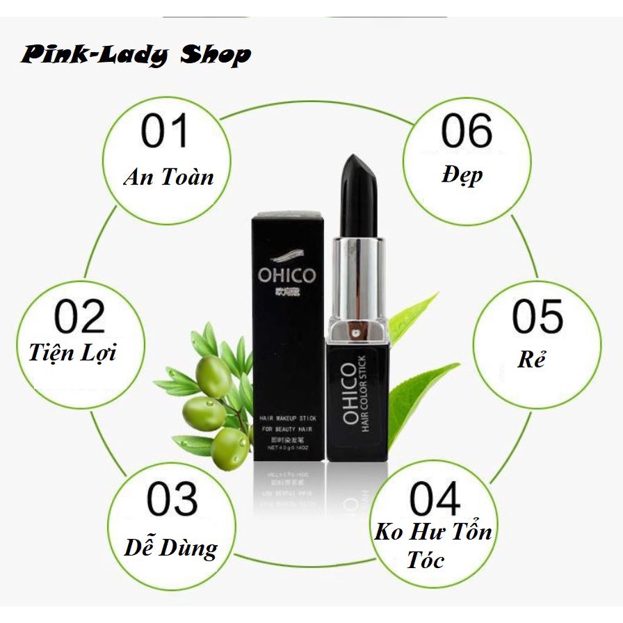 Son Nhuộm Tóc Phủ Bạc Tạm Thời Màu Đen (Black) 4g/Thỏi OHICO