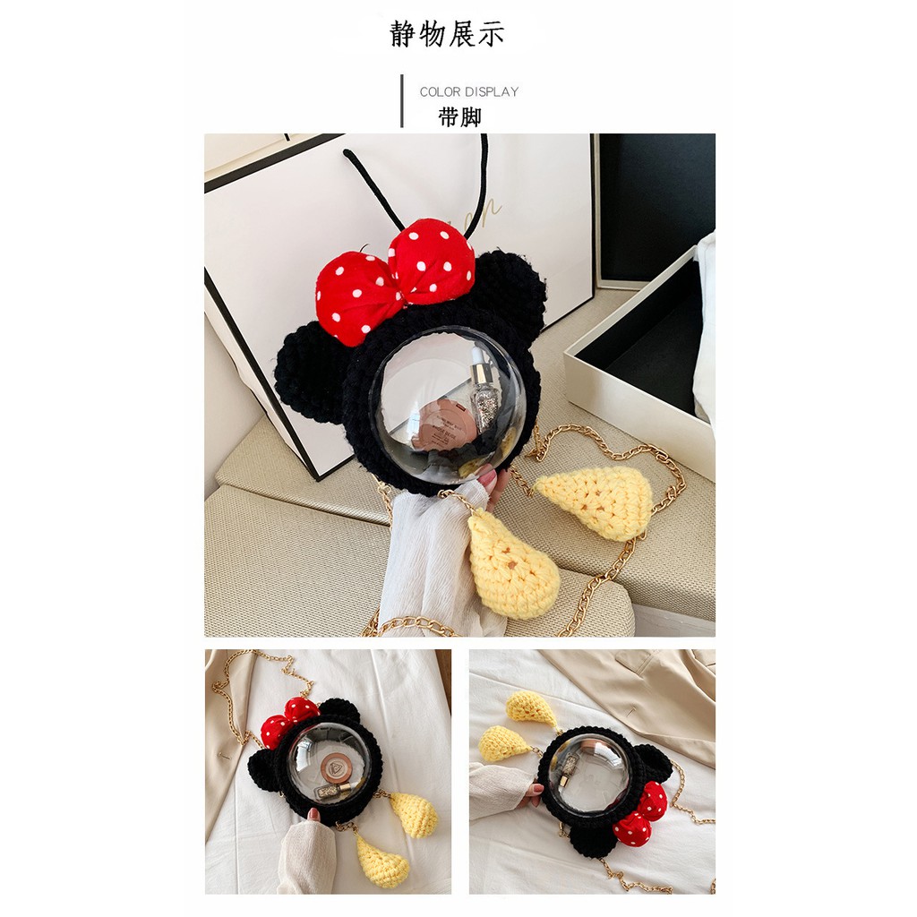 Túi tự đan, Túi handmade tự làm Mickey Mika trong suốt có video hướng dẫn Kawaii_Handmade