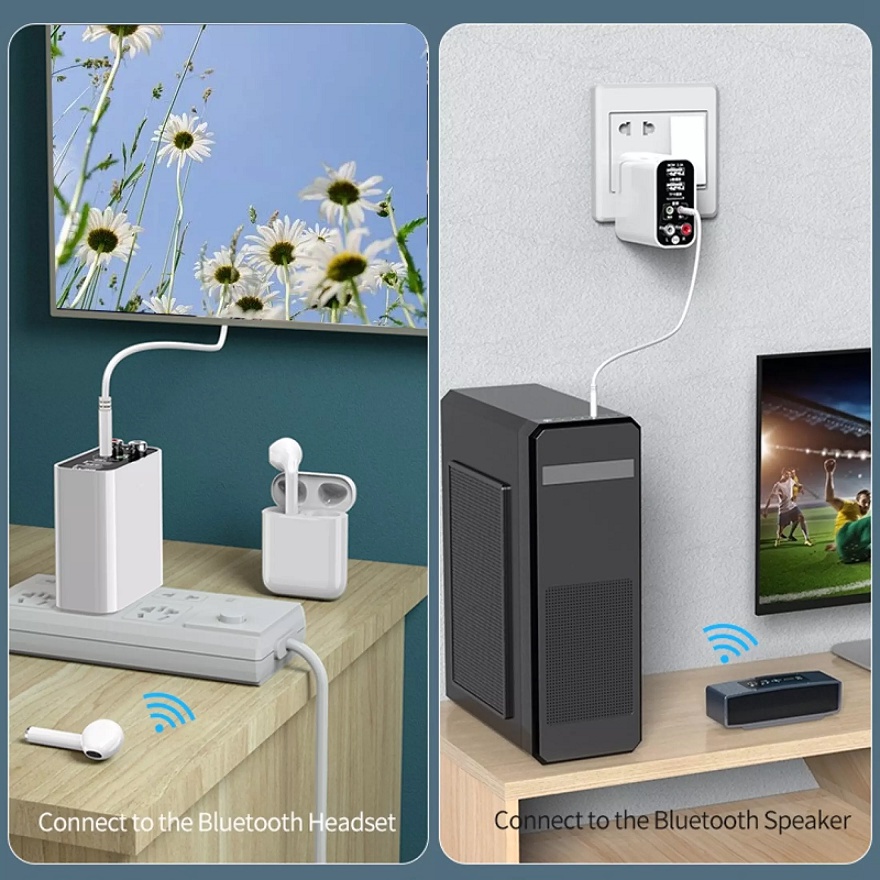 Bộ Thu Phát Bluetooth, Bộ Chuyển Đổi Âm Thanh Bluetooth 5.0, AUX 2 Trong 1 Cho TiVi Laptop Loa Tai Nghe Máy Tính Để Bàn