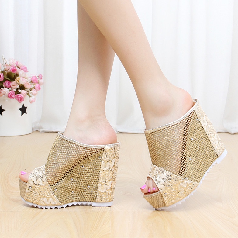 Giày Sandal Đế Xuồng Cao 12cm Thời Trang Dành Cho Nữ