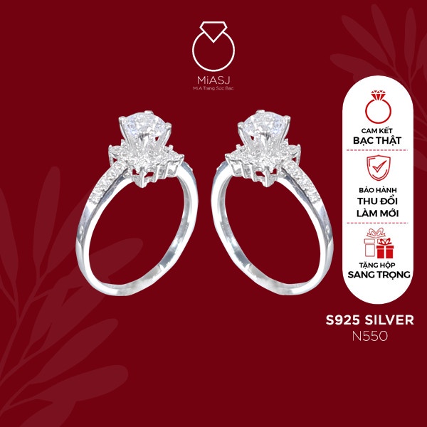 Nhẫn nữ bạc Ý S925 MiASJ nạm đá Cz cao cấp N550