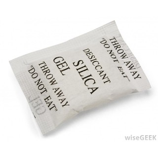 Gói hút ẩm Silica gel hạt tròn 1gram túi trắng chữ đen SI01