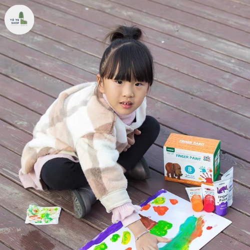 Hộp màu vẽ tay Finger Paint Mideer 8 tuyp 60ml, màu vẽ tay làm tư hữu cơ, an toàn cho trẻ, MD4110