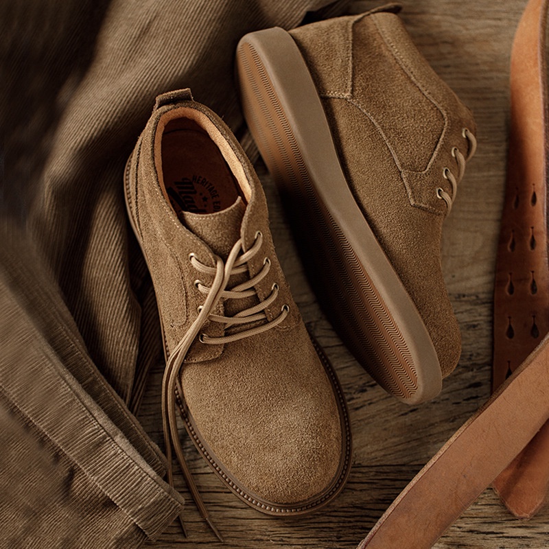 MADEN Giày Da Lộn Màu Nâu Phong Cách Retro Trẻ Trung Cho Nam