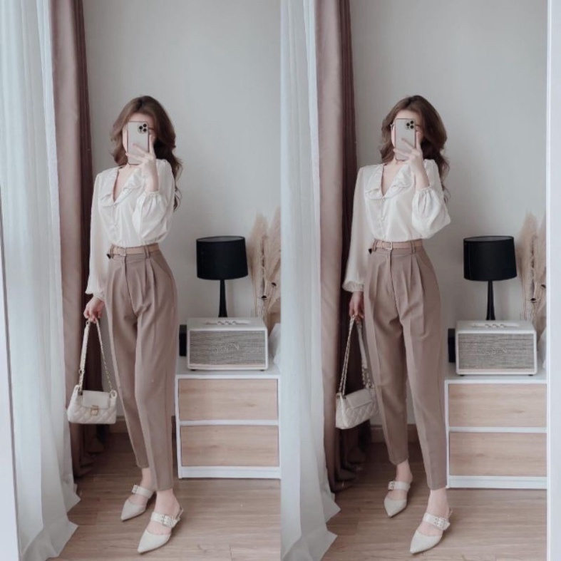 Áo sơ mi lụa tằm chạy dây ngọc hàng mới mầu trắng, babydoll ulzzang mềm nội y xanh
