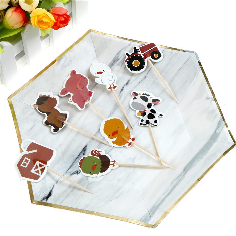 Bộ 24 phụ kiện trang trí bánh kem hình động vật đáng yêu