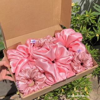 Buộc Tóc Scrunchies Lụa Mềm Mịn Nhiều Màu 3 Size