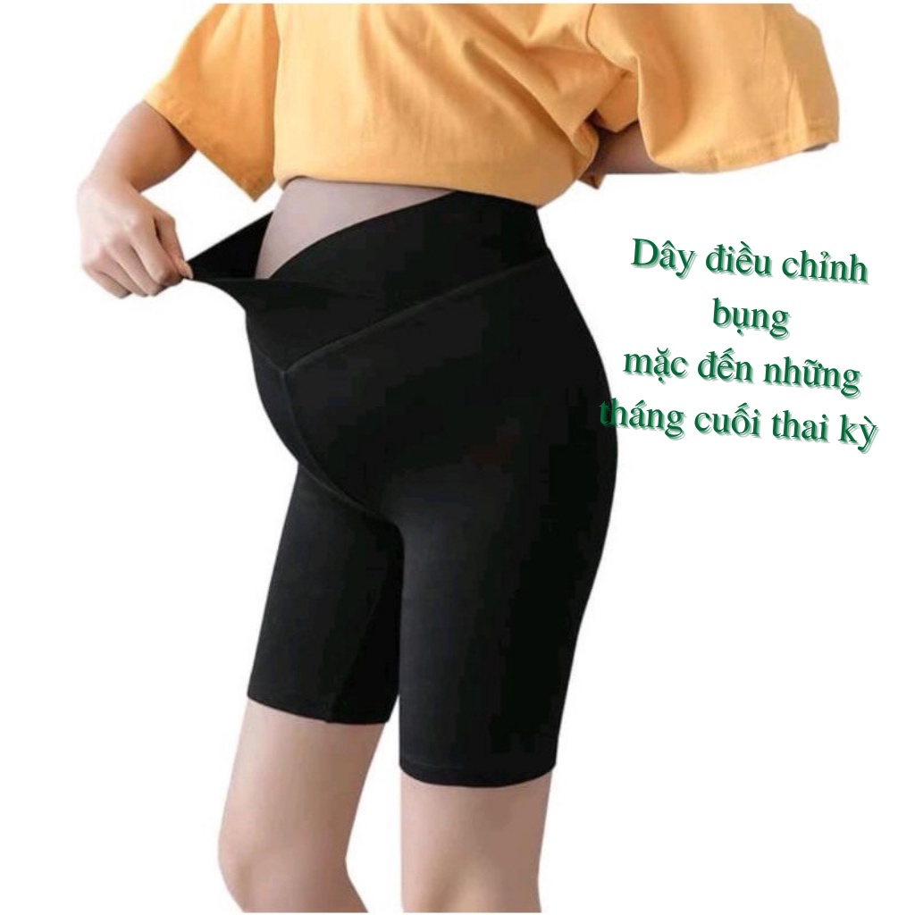 Quần legging bầu ngố cạp chéo, đáp bụng chất cotton ,quần bầu trên gối có chun điều chỉnh bụng