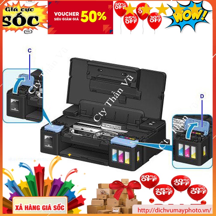 Máy in màu Canon G1010 đơn năng mới 100% in màu, in đen trắng INECO - Bảo hành 2 tháng