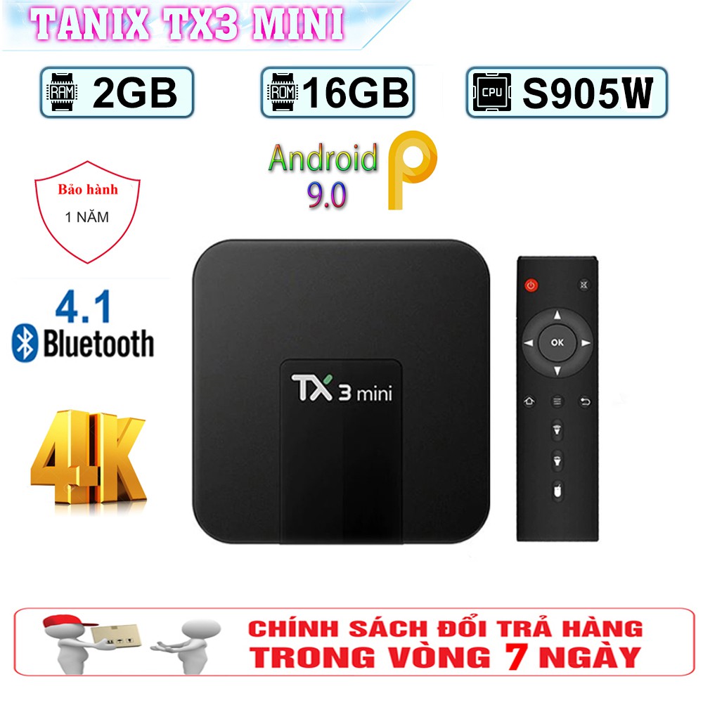 Android Tivi Box Tx3 Mini Ram CPU S905 - Ram 2GB, Rom 16GB - Android 9.0