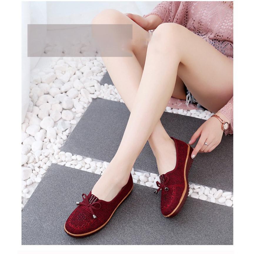 Giày búp bê, giày lười, giày đế bằng nữ thoáng khí đế cao su êm ái phong cách Hàn Quốc HKM001