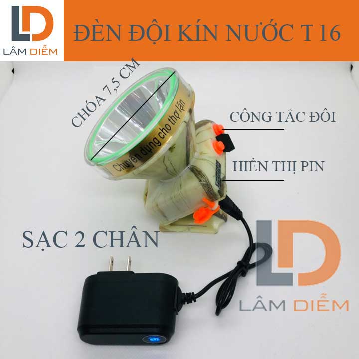 ĐÈN PIN SẠC ĐỘI ĐẦU SIÊU SÁNG HIỂN THỊ PHẦN TRĂM PIN T16 - 20