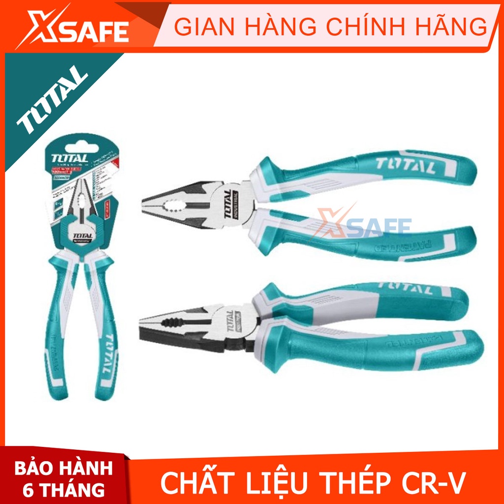 Kìm răng điện TOTAL 6inch 7inch 8inch Kềm điện thép Cr-V siêu cứng, chống rỉ sét, tay cầm cách điện, tuốt dây, cắt cáp