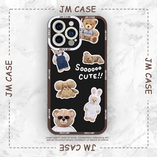 Ốp lưng iphone samsung xiaomi oppo cạnh vuông JM CASE gấu cute dễ thương